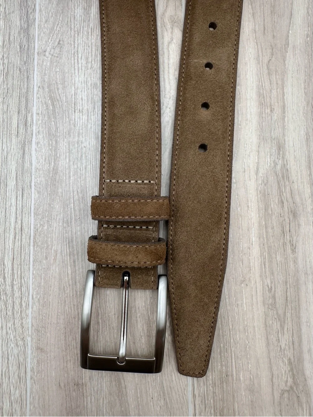 Torino Leather Company European Whiskey Brown Suede Belt 54457 Made In USA Sz 40
